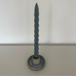 NWT Anthropologie Stoneware Taper Candle Holder in Blue Green 1.5"h